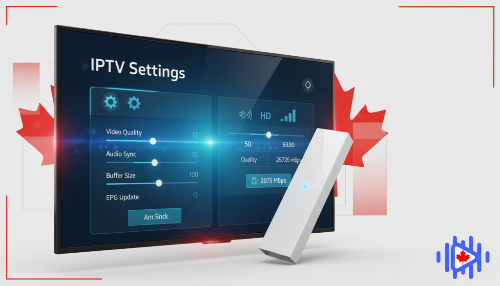 firestick device and a tv showing iptv settings