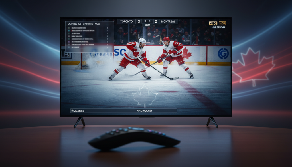 a tv showing hockey game between Toronto and on iptv canada