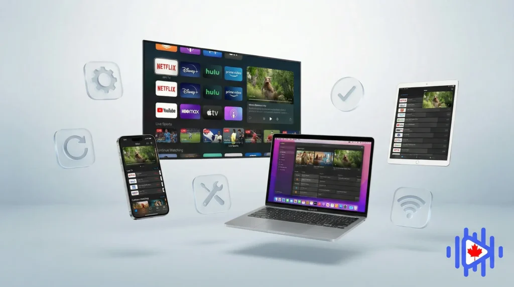 multiple devices showing canada iptv services