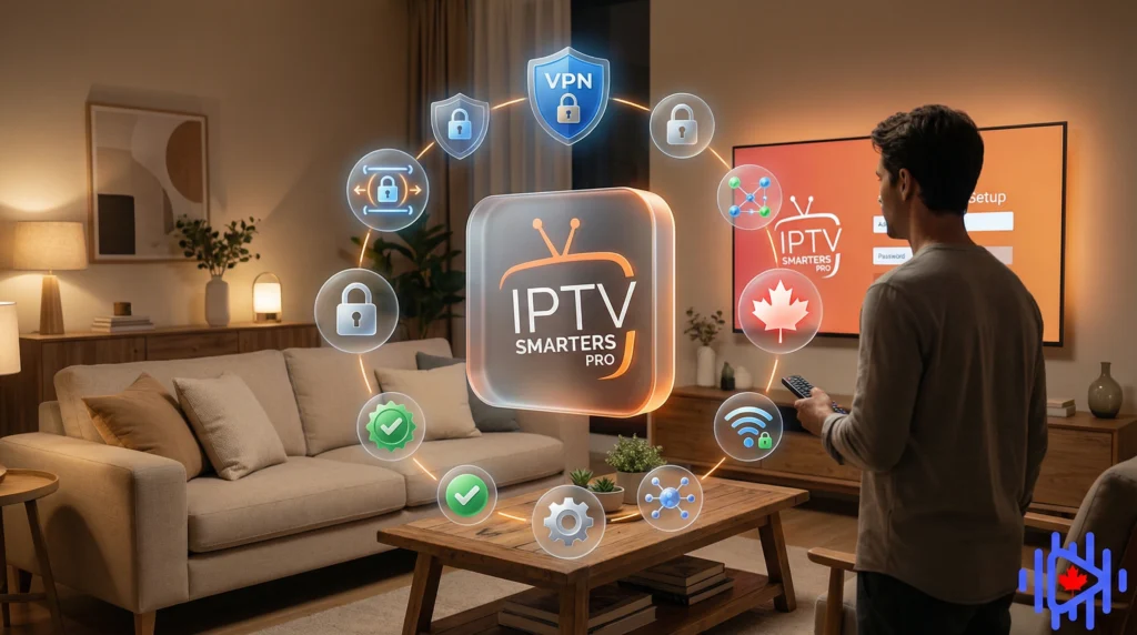 Person interacting with IPTV canada Smarters Pro.
